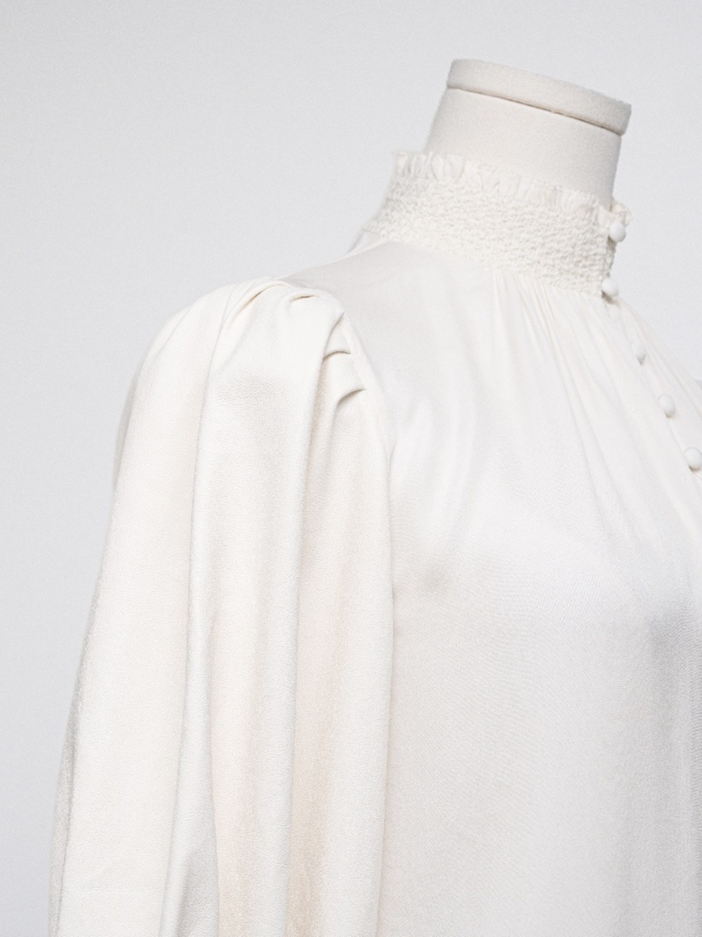 Alice + Olivia - Carmina Vegan Leather Smocked-Cuff Blouse - Picture 9 of 9